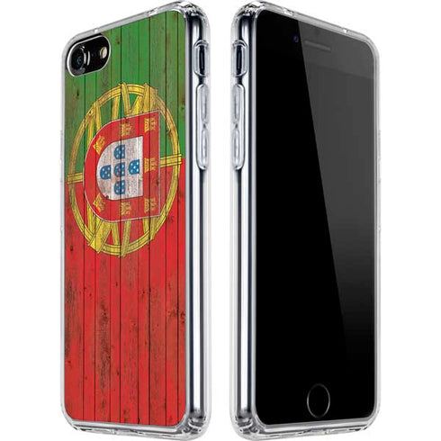 Portuguese Flag Dark Wood iPhone SE (2nd & 3rd Gen) Clear Case